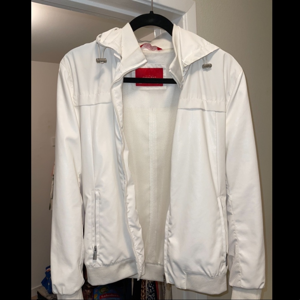 💥ZARA MAN white leather bomber jacket 💥